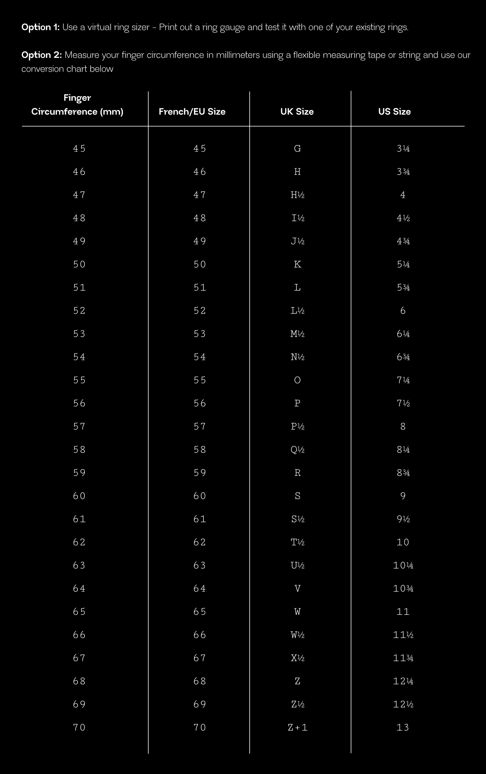 SIZE GUIDE