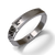 Bandor Vanguard Cuff in platinum standing upright: black diamond pave plaque on the polished bar, openwork lightning segments on the band, bolt seal on the clasp